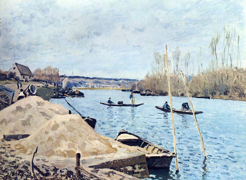 Alfred Sisley Seine bei Port Marly, Mit dem Sandhaufen